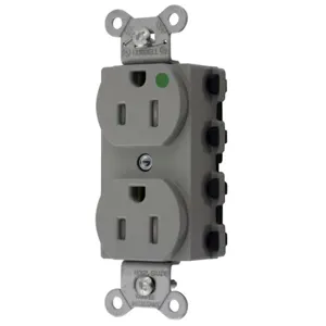 HUBBELL WIRING DEVICE-KELLEMS SNAP8200GYTRA Receptacle, Commercial, Standard Duplex, Flush Mount, 15A, 125V AC, Gray | BD3TQV 49YL33