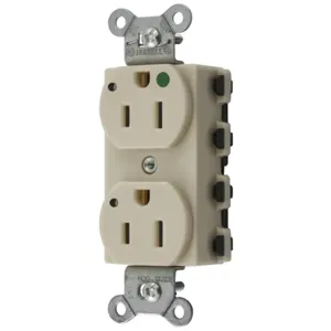 HUBBELL WIRING DEVICE-KELLEMS SNAP8200IL Straight Receptacle, Duplex, 15A 125V, Nylon, Ivory | CE6QJZ