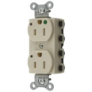 HUBBELL WIRING DEVICE-KELLEMS SNAP8200ILTRA Straight Receptacle, Duplex, Tamper Resistant, 15A 125V, Nylon, Ivory | BD4NDC