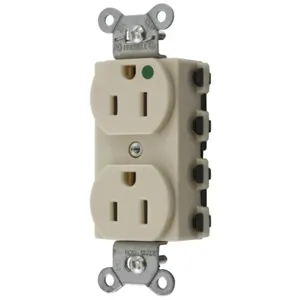 HUBBELL WIRING DEVICE-KELLEMS SNAP8200INA Straight Receptacle, Duplex, 15A 125V, Nylon, Ivory | BD4LMG