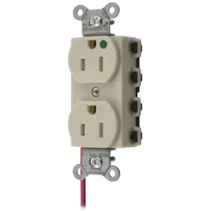 HUBBELL WIRING DEVICE-KELLEMS SNAP8200ISCTRA Straight Receptacle, Tamper Resistant, Split Circuit, 15A 125V, Nylon, Ivory | BD4KPV