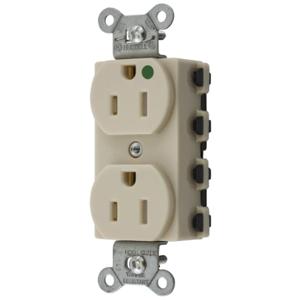 HUBBELL WIRING DEVICE-KELLEMS SNAP8200ITRA Receptacle, Commercial, Standard Duplex, Flush Mount, 15A, 125V AC, Ivory | BD3WJW 49YK71