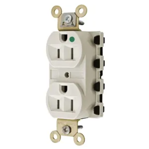 HUBBELL WIRING DEVICE-KELLEMS SNAP8200LAA Straight Receptacle, Duplex, 15A 125V, Nylon, Light Almond | CE6QKB