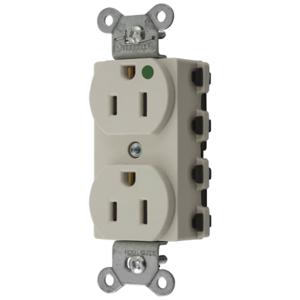 HUBBELL WIRING DEVICE-KELLEMS SNAP8200LANA Straight Receptacle, Duplex, 15A 125V, Nylon, Light Almond | BD4NDD