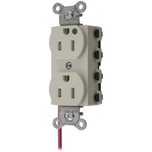 HUBBELL WIRING DEVICE-KELLEMS SNAP8200LASCTRA Straight Receptacle, Tamper Resistant, 15A 125V, Nylon, Light Almond | BD3UDA