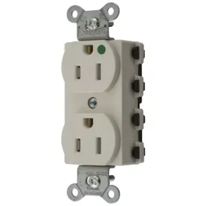 HUBBELL WIRING DEVICE-KELLEMS SNAP8200LATRA Straight Receptacle, Duplex, Tamper Resistant, 15A 125V, Nylon, Light Almond | BD4KPW