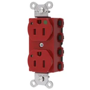 HUBBELL WIRING DEVICE-KELLEMS SNAP8200RL Straight Receptacle, Duplex, 15A 125V, Nylon, Red | CE6QKE