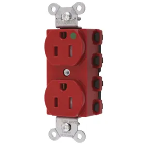 HUBBELL WIRING DEVICE-KELLEMS SNAP8200RTRA Receptacle, Commercial, Standard Duplex, Flush Mount, 15A, 125V AC, Red | BD4MMA 49YL04