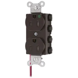 HUBBELL WIRING DEVICE-KELLEMS SNAP8200SCTRA Straight Receptacle, Tamper Resistant, Split Circuit, 15A 125V, Nylon, Brown | BD4KPX