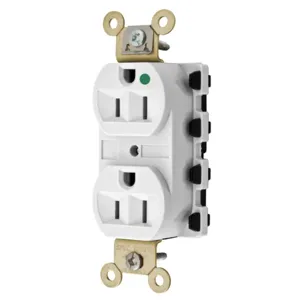 HUBBELL WIRING DEVICE-KELLEMS SNAP8200WA Straight Receptacle, Duplex, 15A 125V, Nylon, White | AC4XCP 31A343