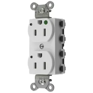 HUBBELL WIRING DEVICE-KELLEMS SNAP8200WL Straight Receptacle, Duplex, 15A 125V, Nylon, White | CE6QKF