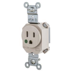 HUBBELL WIRING DEVICE-KELLEMS SNAP8210LA Receptacle, Simplex, 15A, 125V, 2-Pole, 3-Wire Grounding, Nylon, Light Almond | BD4JNE