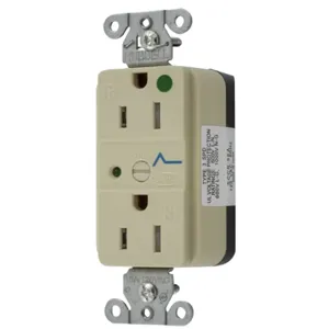 HUBBELL WIRING DEVICE-KELLEMS SNAP8262IS Receptacle, Commercial, Standard Duplex, Flush Mount, 15A, 125V AC, Ivory | BD4DMN 49YL36