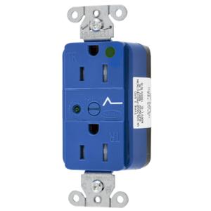 HUBBELL WIRING DEVICE-KELLEMS SNAP8262S Receptacle, Commercial, Standard Duplex, Flush Mount, 15A, 125V AC, Blue | BD4CHX 49YL32