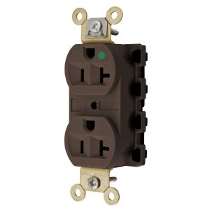 HUBBELL WIRING DEVICE-KELLEMS SNAP8300A Straight Receptacle, Duplex, 20A 125V, Nylon, Brown | CE6QKG