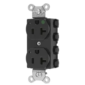 HUBBELL WIRING DEVICE-KELLEMS SNAP8300BKL Straight Receptacle, Duplex, 20A 125V, Nylon, Black | CE6QKJ