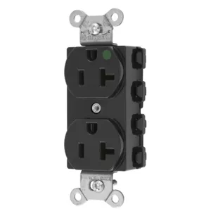 HUBBELL WIRING DEVICE-KELLEMS SNAP8300BKNA Straight Receptacle, Duplex, 20A 125V, Nylon, Black | BD4PBP