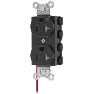 HUBBELL WIRING DEVICE-KELLEMS SNAP8300BKSCTRA Straight Receptacle, Tamper Resistant, Split Circuit, 20A 125V, Nylon, Black | BD4EXY