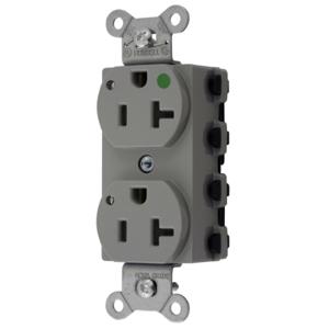 HUBBELL WIRING DEVICE-KELLEMS SNAP8300GYL Straight Receptacle, Duplex, 20A 125V, Nylon, Gray | CE6QKL