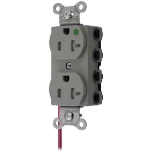 HUBBELL WIRING DEVICE-KELLEMS SNAP8300GYSCTRA Straight Receptacle, Tamper Resistant, Split Circuit, 20A 125V, Nylon, Gray | CE6QKM