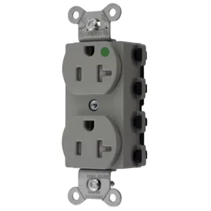 HUBBELL WIRING DEVICE-KELLEMS SNAP8300GYTRA Receptacle, Commercial, Standard Duplex, Flush Mount, 20A, 125V AC, Gray | BD4JNJ 49YK88