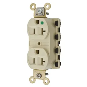 HUBBELL WIRING DEVICE-KELLEMS SNAP8300IA Straight Receptacle, Duplex, 20A 125V, Nylon, Ivory | AC4XCQ 31A344