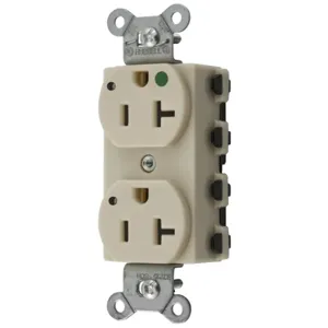 HUBBELL WIRING DEVICE-KELLEMS SNAP8300IL Straight Receptacle, Duplex, 20A 125V, Nylon, Ivory | CE6QKP