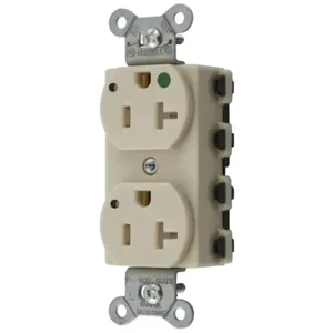 HUBBELL WIRING DEVICE-KELLEMS SNAP8300ILTRA Receptacle, Commercial, Standard Duplex, Flush Mount, 20A, 125V AC, Ivory | BD4PBQ 49YK70