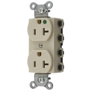 HUBBELL WIRING DEVICE-KELLEMS SNAP8300INA Straight Receptacle, Duplex, 20A 125V, Nylon, Ivory | BD4GDH