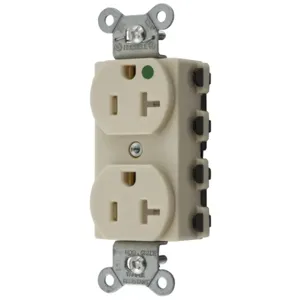 HUBBELL WIRING DEVICE-KELLEMS SNAP8300ITRA Receptacle, Commercial, Standard Duplex, Flush Mount, 20A, 125V AC, Ivory | BD4PBR 49YK63