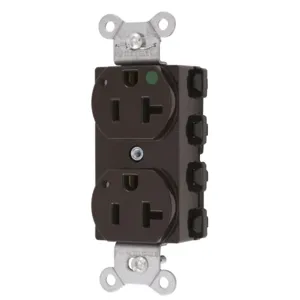 HUBBELL WIRING DEVICE-KELLEMS SNAP8300L Straight Receptacle, Duplex, 20A 125V, Nylon, Brown | CE6QKQ