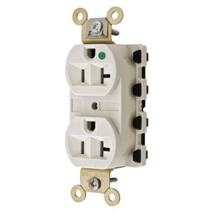 HUBBELL WIRING DEVICE-KELLEMS SNAP8300LAA Straight Receptacle, Duplex, 20A 125V, Nylon, Light Almond | CE6QKR