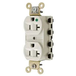 HUBBELL WIRING DEVICE-KELLEMS SNAP8300LAA Straight Receptacle, Duplex, 20A 125V, Nylon, Light Almond | CE6QKR