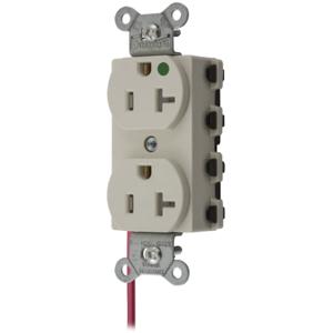 HUBBELL WIRING DEVICE-KELLEMS SNAP8300LASCTRA Straight Receptacle, Tamper Resistant, Split Circuit, 20A 125V, Light Almond | BD4JNK