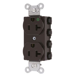 HUBBELL WIRING DEVICE-KELLEMS SNAP8300NA Straight Receptacle, Duplex, 20A 125V, Nylon, Brown | BD4PVV