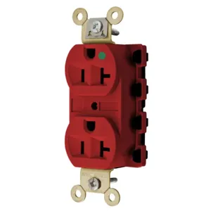 HUBBELL WIRING DEVICE-KELLEMS SNAP8300RA Straight Receptacle, Duplex, 20A 125V, Nylon, Red | AC4XCR 31A346