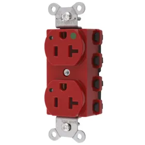 HUBBELL WIRING DEVICE-KELLEMS SNAP8300RL Straight Receptacle, Duplex, 20A 125V, Nylon, Red | CE6QKV