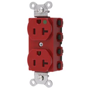 HUBBELL WIRING DEVICE-KELLEMS SNAP8300RNA Straight Receptacle, Duplex, 20A 125V, Nylon, Red | BD4HKN