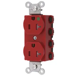 HUBBELL WIRING DEVICE-KELLEMS SNAP8300RTRA Receptacle, Commercial, Standard Duplex, Flush Mount, 20A, 125V AC, Red | BD4LMM 49YK60