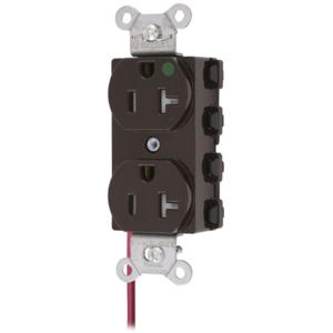 HUBBELL WIRING DEVICE-KELLEMS SNAP8300SCTRA Straight Receptacle, Tamper Resistant, Split Circuit, 20A 125V, Nylon, Brown | BD4GDJ