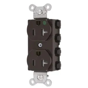 HUBBELL WIRING DEVICE-KELLEMS SNAP8300TRA Receptacle, Commercial, Standard Duplex, Flush Mount, 20A, 125V AC, Brown | BD4BKZ 49YL03