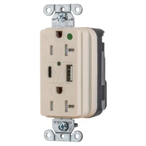 HUBBELL WIRING DEVICE-KELLEMS SNAP8300UACLA Usb Charger Receptacle, 20A 125V, 5-20R, 5A, A And C Charger Port, La | CE6QLJ
