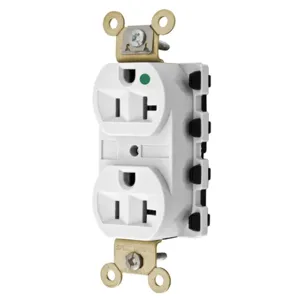 HUBBELL WIRING DEVICE-KELLEMS SNAP8300WA Straight Receptacle, Duplex, 20A 125V, Nylon, White | AC4XCT 31A347