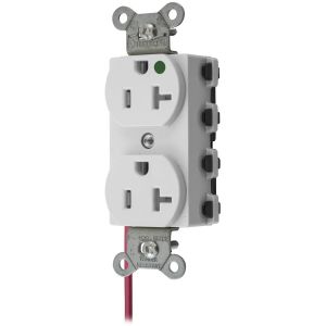 HUBBELL WIRING DEVICE-KELLEMS SNAP8300WSCTRA Straight Receptacle, Tamper Resistant, Split Circuit, 20A 125V, Nylon, White | BD4PBT