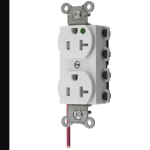 HUBBELL WIRING DEVICE-KELLEMS SNAP8300WSCTRA Straight Receptacle, Tamper Resistant, Split Circuit, 20A 125V, Nylon, White | BD4PBT