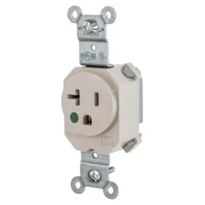 HUBBELL WIRING DEVICE-KELLEMS SNAP8310LA Receptacle, Simplex, 20A, 125V, 2-Pole, 3-Wire Grounding, Nylon, Light Almond | BD4DMR