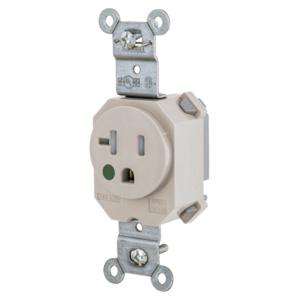 HUBBELL WIRING DEVICE-KELLEMS SNAP8310LATR Receptacle, Simplex, Tamper Resistant, 20A, 125V, 2-Pole, Nylon, Light Almond | BD4HKQ