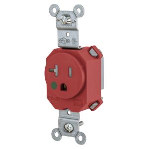 HUBBELL WIRING DEVICE-KELLEMS SNAP8310RTR Receptacle, Simplex, Tamper Resistant, 20A, 125V, 2-Pole, Nylon, Red | BD3QFV