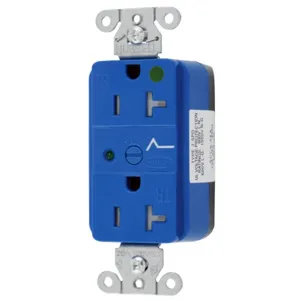 HUBBELL WIRING DEVICE-KELLEMS SNAP8362S Receptacle, Commercial, Standard Duplex, Flush Mount, 20A, 125V AC, Blue | BD3ZHE 49YL28