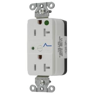 HUBBELL WIRING DEVICE-KELLEMS SNAP8362WS Straight Receptacle, Duplex, Tamper Resistant, 20A 125V, Nylon, White | BD4LMU